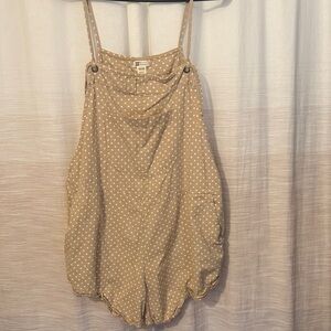 Tan Romper with White Polka Dots and Straps